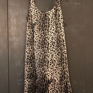 Grey leopard print babydoll dress